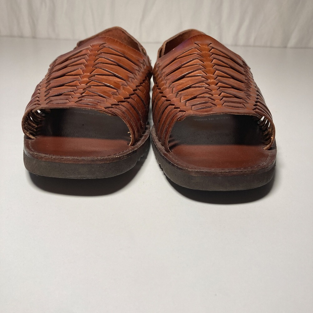 Sunsteps Hand Woven Barclay Huarache Open Toe Brown Leather Sandal Mens 9 - Picture 5 of 13